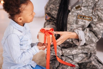 child giving gift